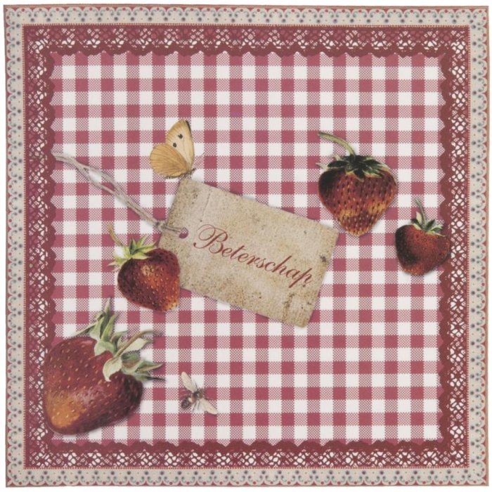Biglietto di convalescenza fragole 13,5x13,5 cm olandese