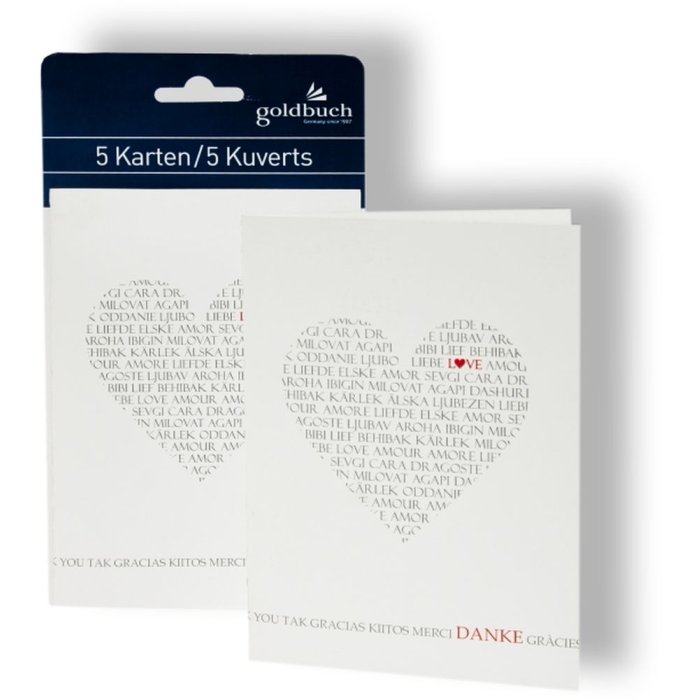 Biglietto di ringraziamento Love Confezione da 5 C6