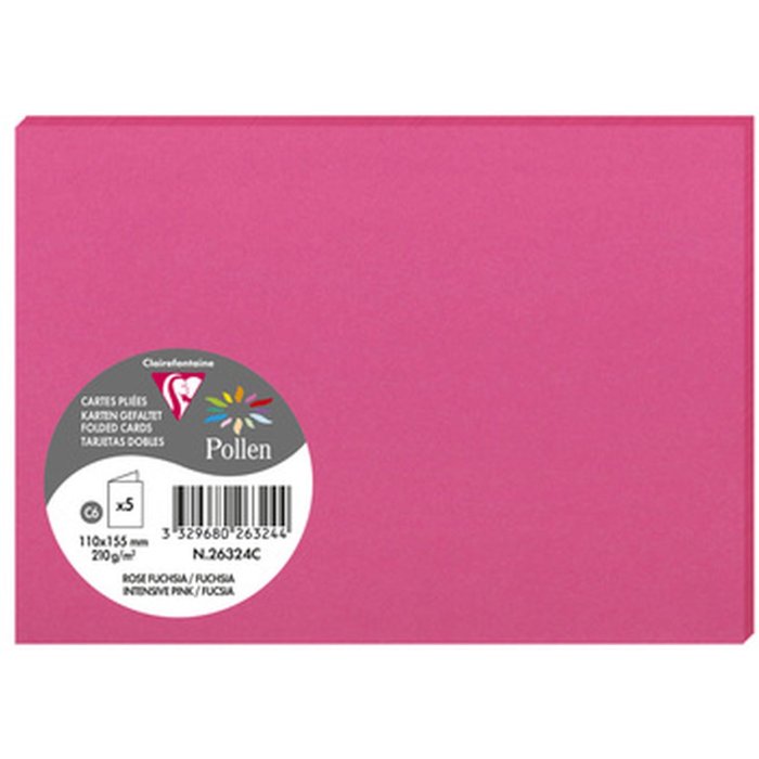 5 schede doppie Polline fucsia - 110x155 mm