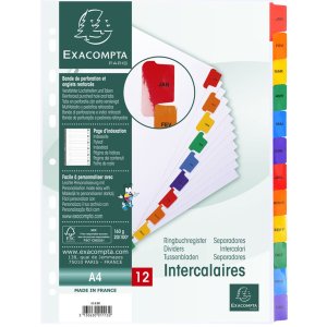 Exacompta Registro din a4 con 12 schede
