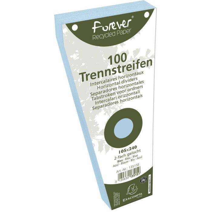 Confezione da 100 divisori trapezoidali in cartone riciclato 190g Forever, 105x142mm Blu