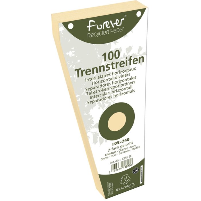 Confezione da 100 strisce separatrici perforate trapezoidali in cartone riciclato 190g Forever, 105x142mm Camoscio