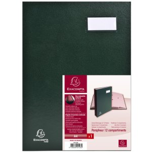 Cartella firma 12 scomparti verde a4