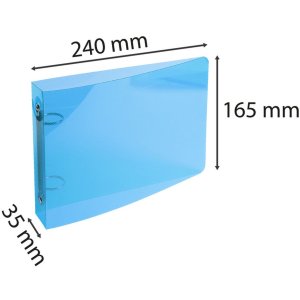 Raccoglitore ad anelli in PP 700? con 4 anelli da 25 mm, dorso da 40 mm, colori Crystal, per schedari in formato 125x200 Blu