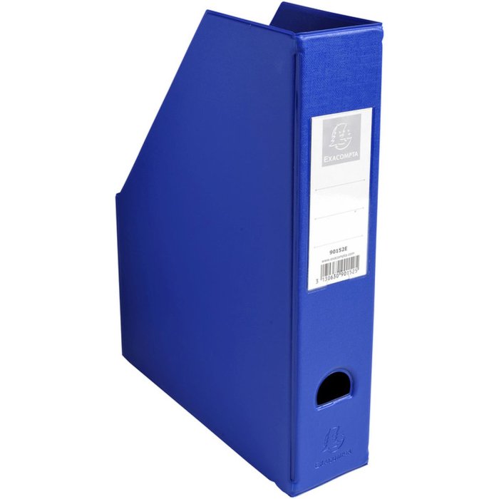 PVC rigido 2mm dorso 70mm con portaetichetta incollato e foro di presa Blu