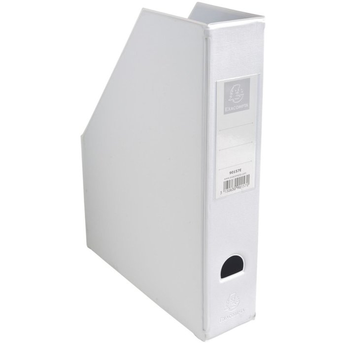Stand-up pvc 2mm spina dorsale 70mm con porta etichetta incollata e foro di presa Bianco