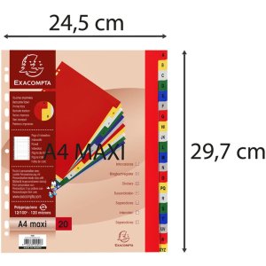 Registri colorati in pp, 20 pezzi, per din a4+ - colori assortiti