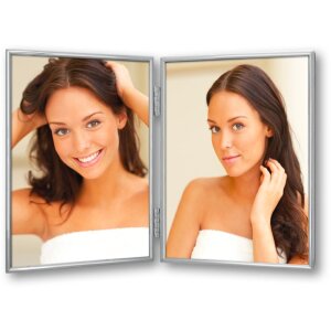 Doppia cornice 2 foto 13x18 cm argento
