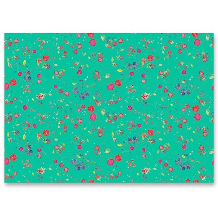 FRUTTI carta da regalo verde 1 foglio 50x70 cm