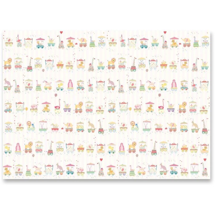 animali treni carta da regalo rosa 50x70 cm