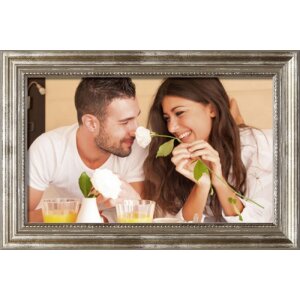 Cornice in legno antico 30 x 45 cm specchio argento vetro