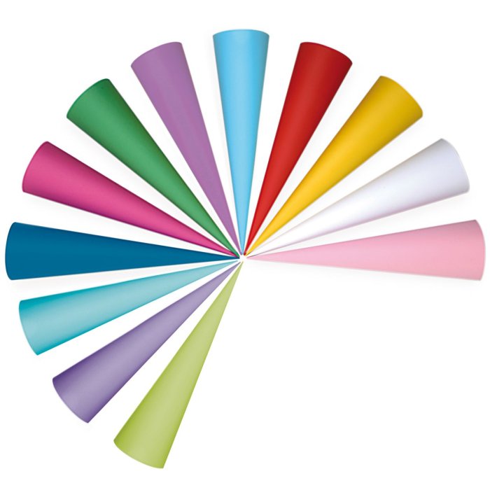 Sacchetto scuola a cono in cartone colorato 70 cm assortiti