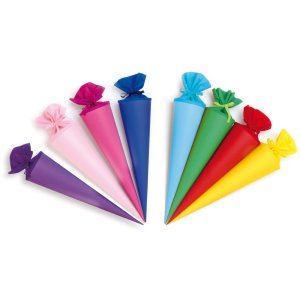 Cono scolastico in cartone colorato 70 cm assortito