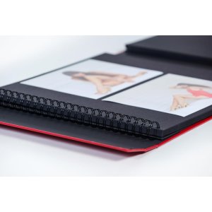 HNFD Maxi album fotografico Lona rosso 34,5x33 cm 100 pagine nere