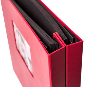 HNFD Maxi album fotografico Lona rosso 34,5x33 cm 100 pagine nere