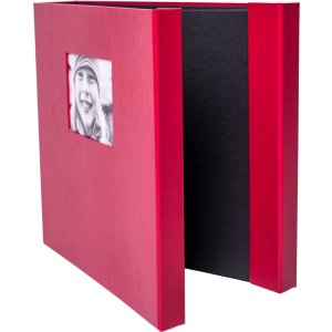 HNFD Maxi album fotografico Lona rosso 34,5x33 cm 100 pagine nere