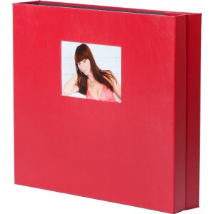 HNFD Maxi album fotografico Lona rosso 34,5x33 cm 100 pagine nere
