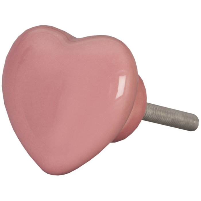 Clayre & Eef 62320 Pomello per porta 4 cm Ceramica rosa a forma di cuore