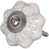 Clayre & Eef 62341 Pomello per porta Ø 4,5 cm in ceramica bianca e grigia