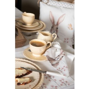 Clayre & Eef CHRKS Tazza con piattino 200 ml in ceramica beige Chicken Round Coffee