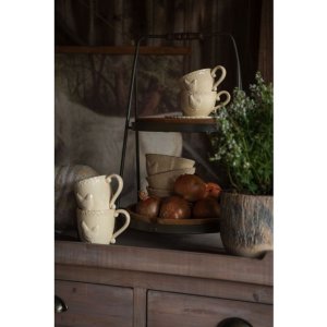 Clayre & Eef CHRKS Tazza con piattino 200 ml in ceramica beige Chicken Round Coffee