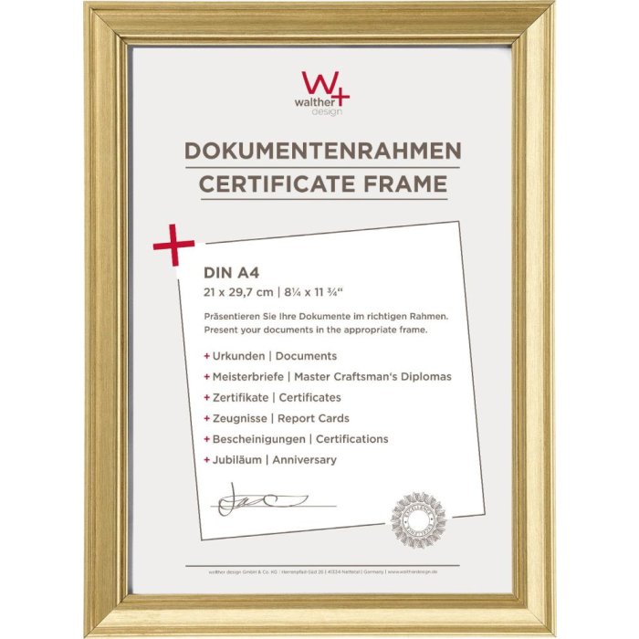 Walther Cornice per quadri Lounge oro 21x29,7 cm Cornice per certificati DIN A4