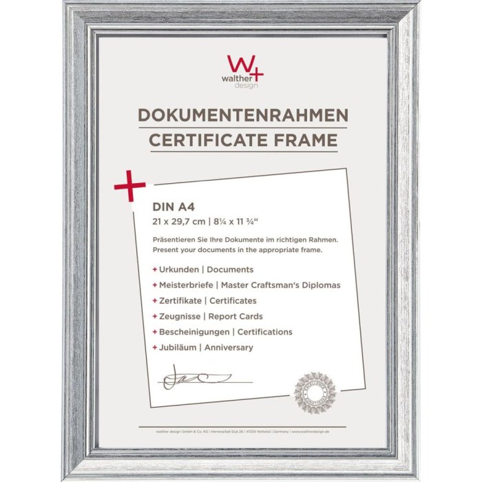 Walther Cornice per quadri Lounge argento 21x29,7 cm Cornice per certificati DIN A4