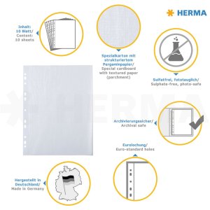 cartone fotografico herma a4 bianco 230x297 con foglio protettivo 10 fogli