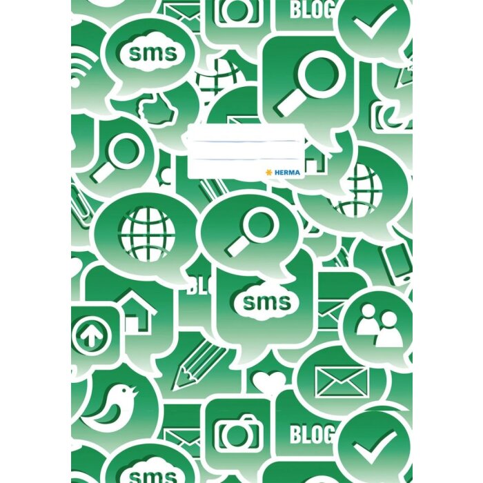 Protezione per libretto A4 Icone sociali verde