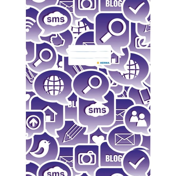 Copertina per quaderno A4 Icone sociali viola