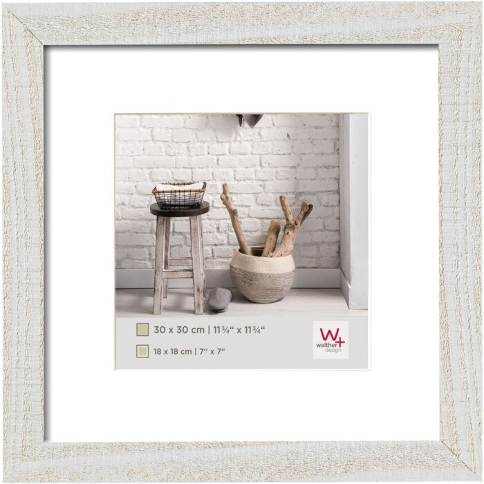 Walther Cornice in legno HOME 20x20 cm bianco polare con passepartout 15x15 cm
