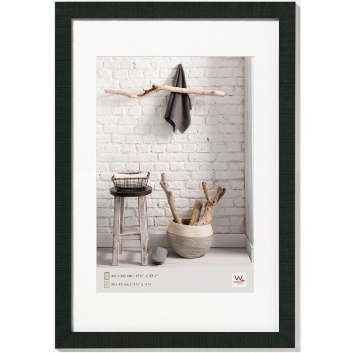 Telaio in legno Walther Home nero 40x60 cm con Passepartout 30x45 cm