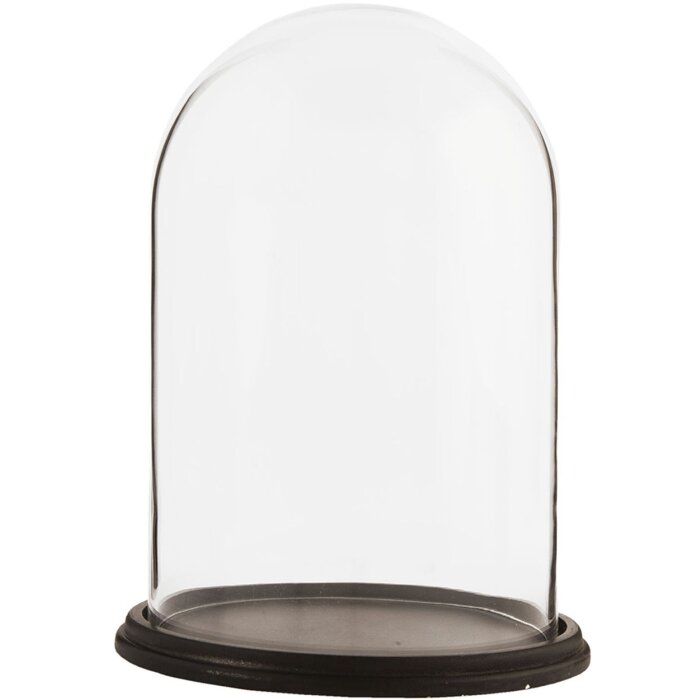 Clayre & Eef 6GL1271 Vaso a campana in vetro Ø 23x31 cm Legno marrone Vaso a campana in vetro rotondo