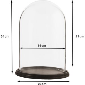 Clayre & Eef 6GL1271 Vaso a campana in vetro Ø 23x31 cm Legno marrone Vaso a campana in vetro rotondo