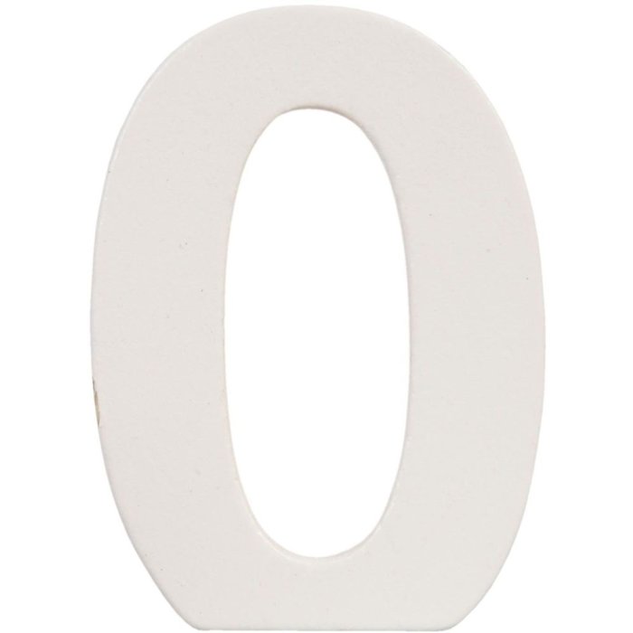 Numero 0 in MDF naturale 8x5 cm
