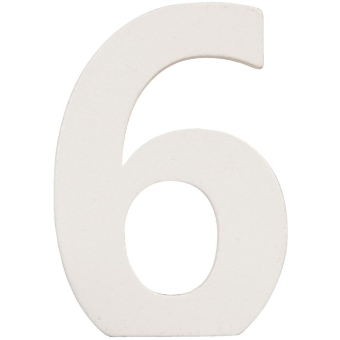 Numero 6 in MDF naturale 8x5 cm