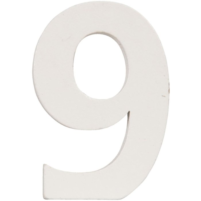 Numero 9 in MDF naturale 8x5 cm
