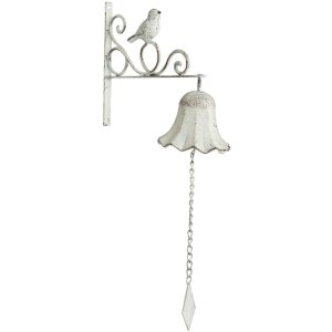 Campanello Shabby bianco con uccello