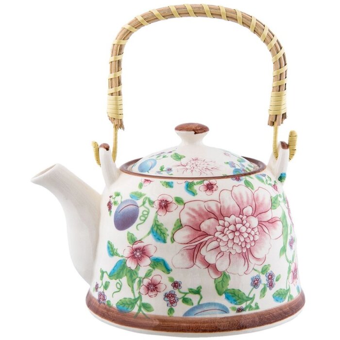 Clayre & Eef 6CETE0028 Teiera con colino 700 ml Fiori multicolore