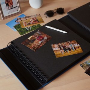HNFD XL Album fotografico Lona 1000 immagini blu 34,5x33 cm 168 pagine nere