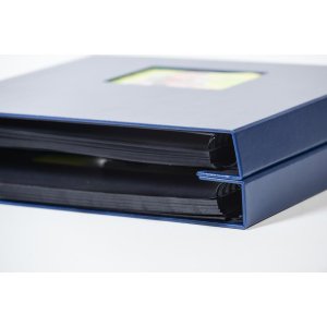 HNFD XL Album fotografico Lona 1000 immagini blu 34,5x33 cm 168 pagine nere