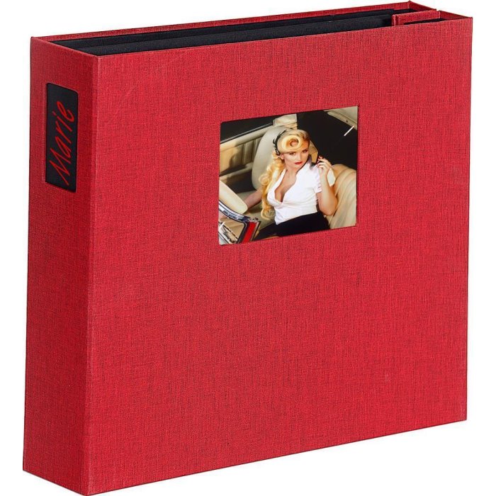 HNFD Album fotografico Lona in lino rosso 1000 immagini 34,5x33 cm 168 pagine nere