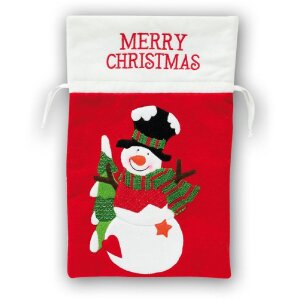 Sacchetto regalo di Natale 25x28 cm con pupazzo di neve