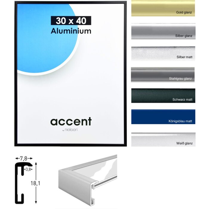 Nielsen Accent Frame Cornice in alluminio da 10x15 cm a 70x100 cm