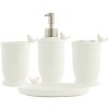 Clayre & Eef 62977 Set da bagno di 4 uccelli in ceramica bianca Round