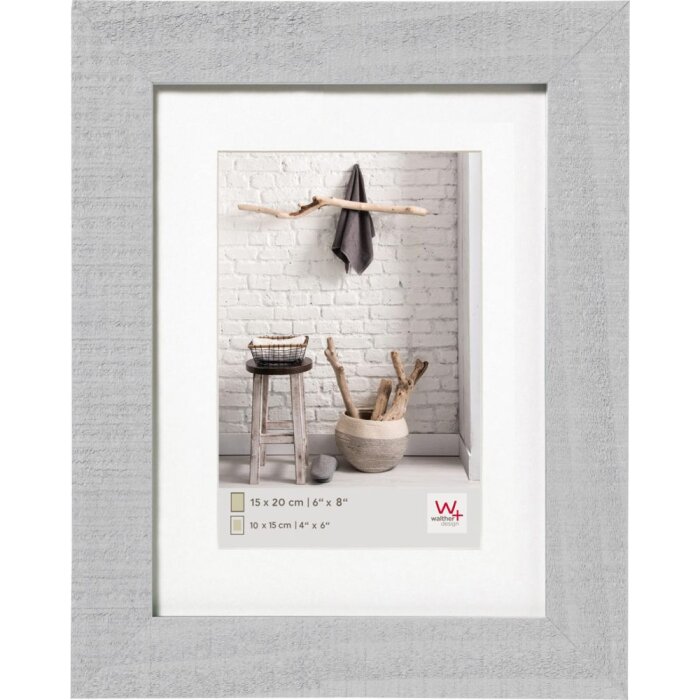 Walther Cornice in legno HOME 13x18 cm grigio chiaro con passepartout 9x13 cm