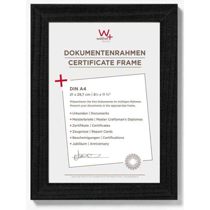 Walther Cornice in legno Home nero 21x29,7 cm Cornice per documenti DIN A4