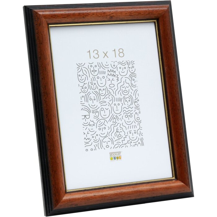 Cornice classica in legno Deknudt S222H3 marrone con bordo dorato 10x15 cm