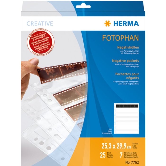 maniche per negativi herma in polipropilene trasparente - 7 strisce á 6 negativi