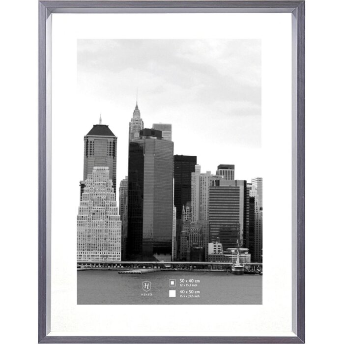 Telaio in plastica Henzo Metallica grigio acciaio 50x60 cm con passepartout 40x50 cm